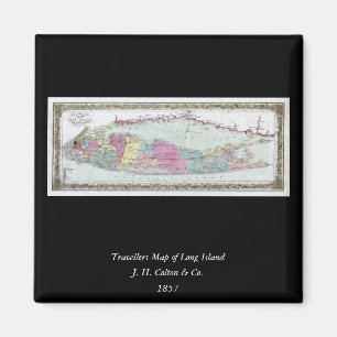Historic 1855-1857 Travellers Map of Long Island Magnet