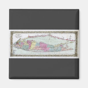 Historic 1855-1857 Travellers Map of Long Island Magnet