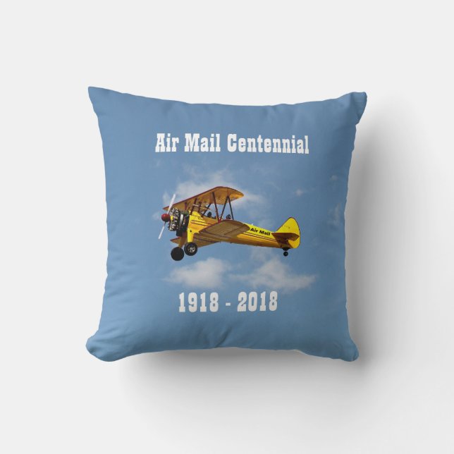 Historic Air Mail Service Centennial Throw Pillow (Front)