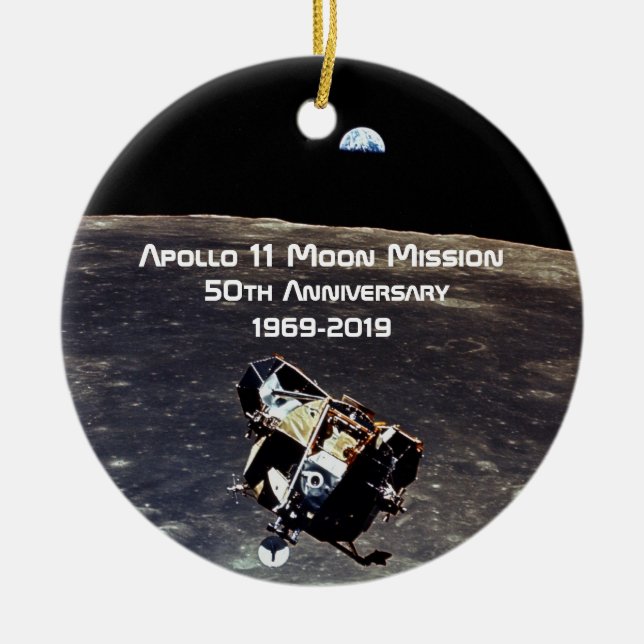 Historic Apollo 11 Moon Mission 50th Anniversary Ceramic Ornament (Front)