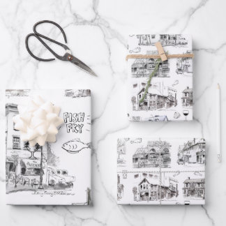 Historic Beer Taverns of Buffalo NY Pen & Ink  Wra Wrapping Paper Sheet