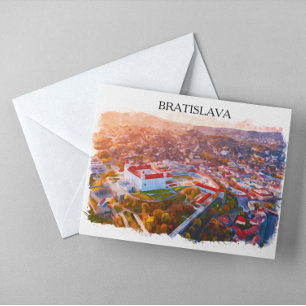 Historic Bratislava Slovakia - Watercolor Skyline Postcard