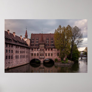 Historic building at sunset in Nuremberg, Germany Poster