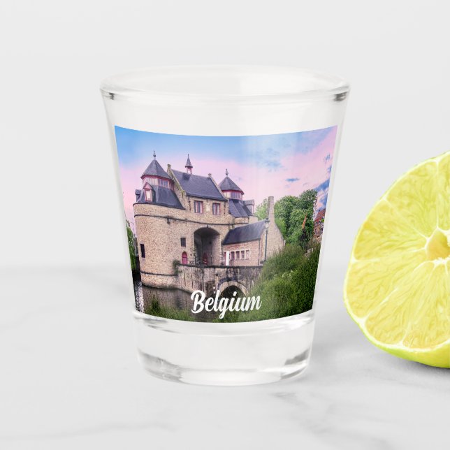 Historic city gate in Bruges Shot Glass (Front)