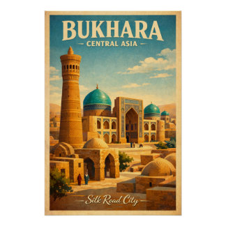 Historic city of Bukhara in Central Asia Poster