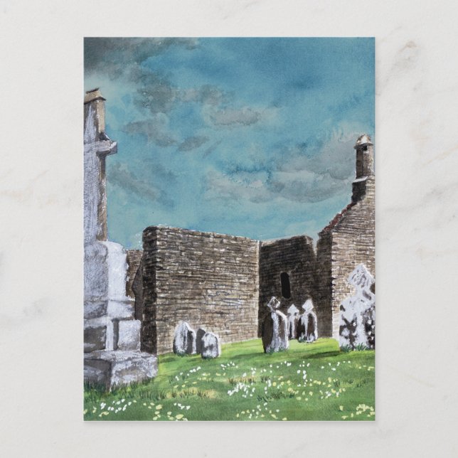 Historic Clonmacnoise Celtic Cemetery Scene Postcard (Front)