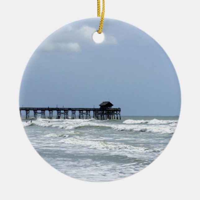 Historic Cocoa Beach Pier Ceramic Ornament (Front)