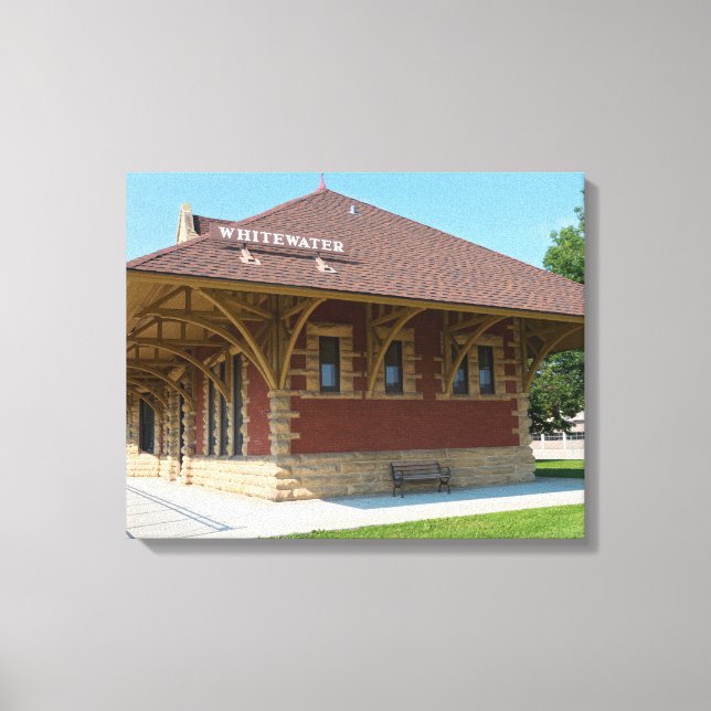 Historic Depot in Whitewater Canvas Print (Front)