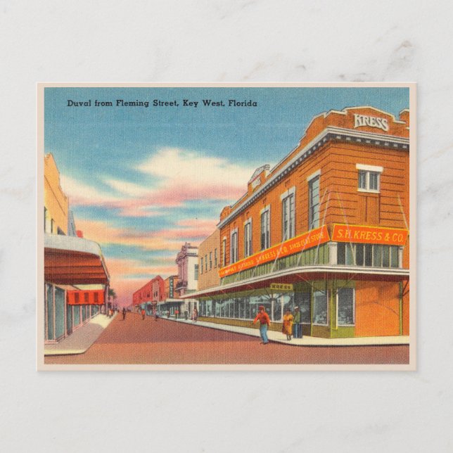 Historic Duval St. from Fleming, Key West Florida Postcard (Front)