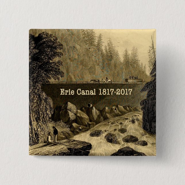 Historic Erie Canal Bicentennial Years 2 Inch Square Button (Front)