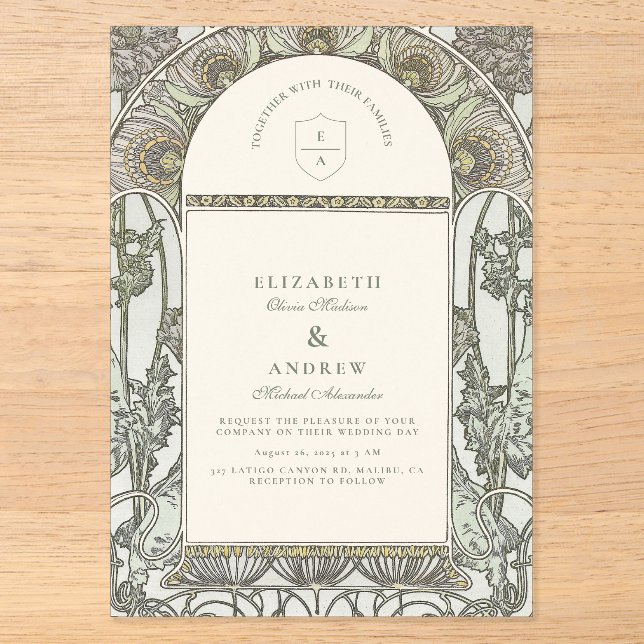 Historic Estate Garden Wedding Acrylic Invitations (Front)
