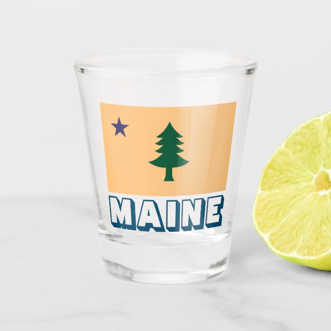 Historic Flag of Maine (1901–1909) Shot Glass (Front)