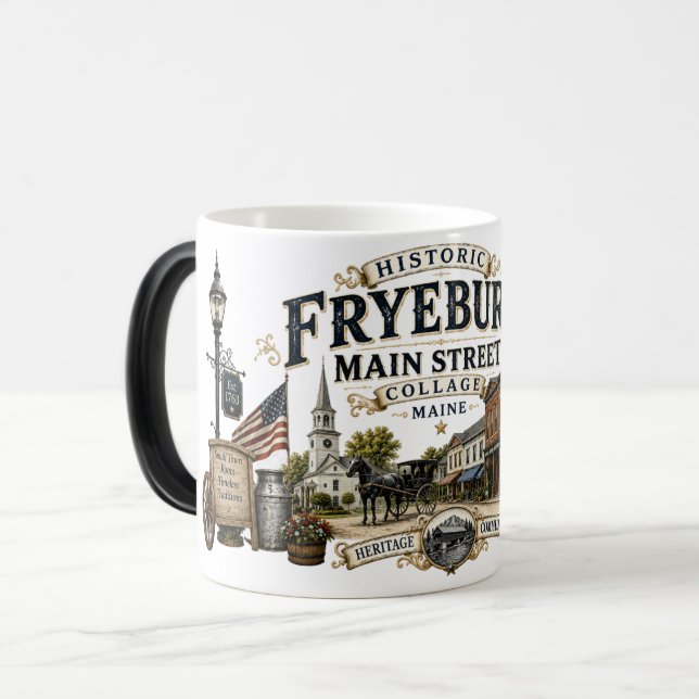 Historic Fryeburg Main Street Collage Colour Magic Mug (Front Left)