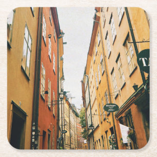 Historic Gamla Stan, Old Town of Stockholm Square Paper Coaster