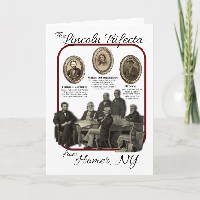 Historic Homer's Lincoln Trifecta Greeting Card (Front)