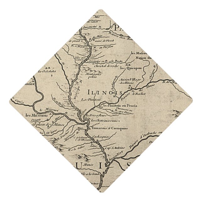 Historic Illinois Map of 1718 Graduation Cap Topper (Front)