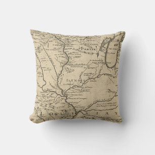Historic Illinois Map of 1718 Throw Pillow