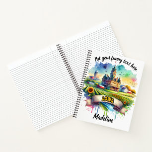 Historic Iowa building in colourful fields Notebook