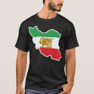 Historic Iran Map with Lion and Sun Flag T-Shirt