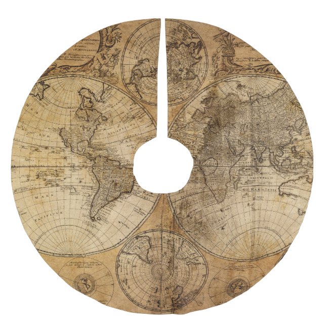 Historic Journey: 1746 World Map Brushed Polyester Tree Skirt (Front)