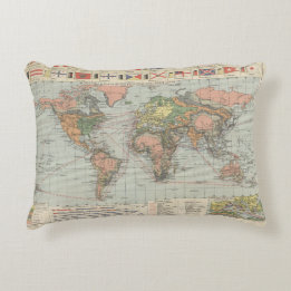 Historic map 1920 the world principal Pillow