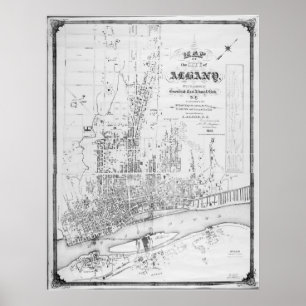 Historic Map of Albany New York from 1857 E Jacob Poster
