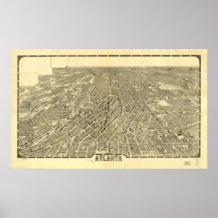 Historic Map of Atlanta, Georgia, 1919 Poster