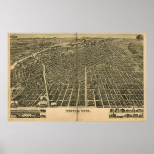 Historic Map of Denver, 1889 Poster
