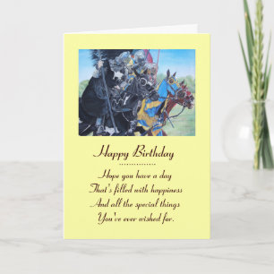 historic medieval knights jousting on horses card