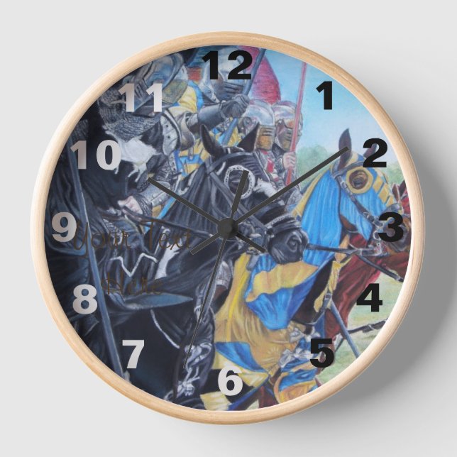 historic medieval knights jousting on horses  clock (Front)