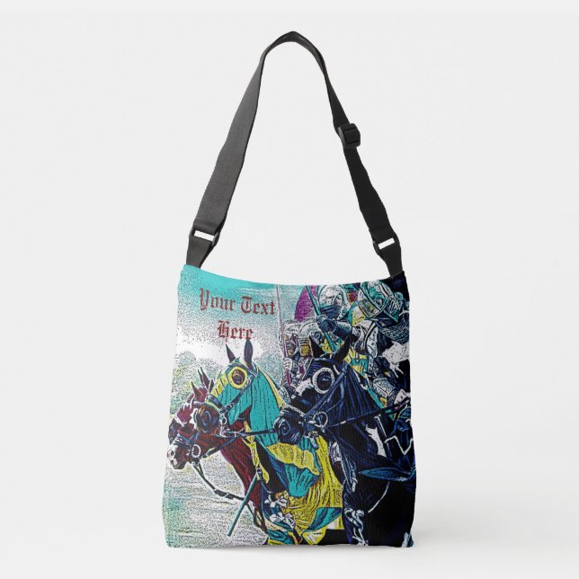 historic medieval knights jousting on horses crossbody bag (Front)