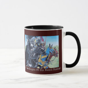 historic medieval knights jousting on horses mug