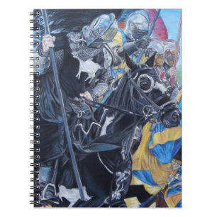 historic medieval knights jousting on horses notebook