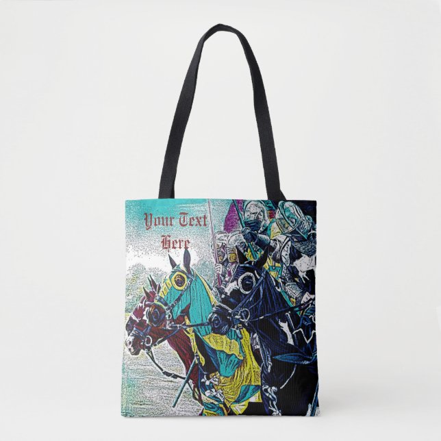 historic medieval knights jousting on horses tote bag (Front)
