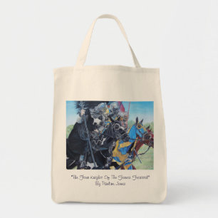 historic medieval knights jousting on horses tote bag