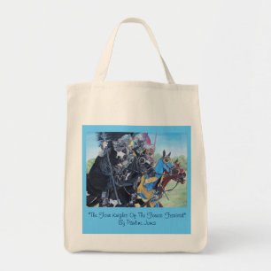 historic medieval knights jousting on horses tote bag
