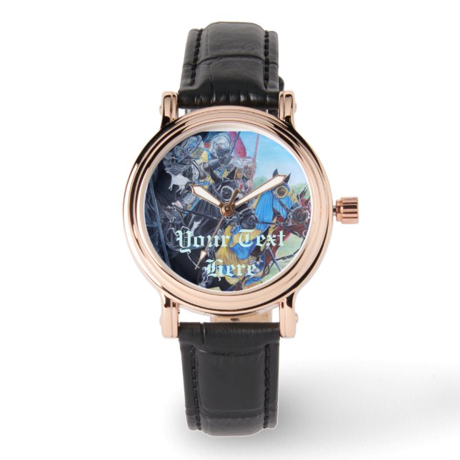 historic medieval knights jousting on horses watch (Front)