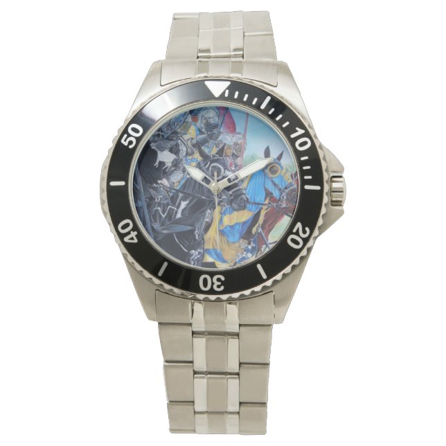 historic medieval knights jousting on horses watch (Front)