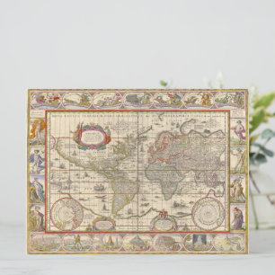 Historic Medieval World Map (by Willem Blaeu)