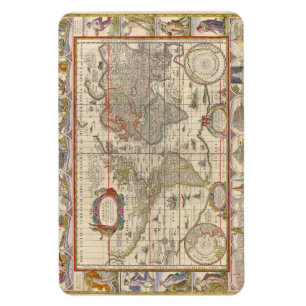 Historic Medieval World Map (by Willem Blaeu) Magnet