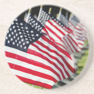 Historic military cemetery with US flags Coaster