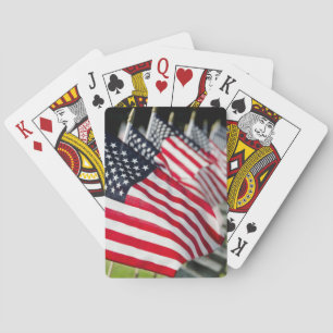 Historic military cemetery with US flags Playing Cards