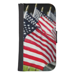 Historic military cemetery with US flags Samsung S4 Wallet Case