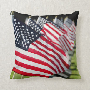Historic military cemetery with US flags Throw Pillow