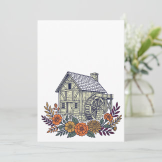 Historic Mill With Fall Flowers