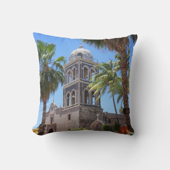 Historic Mission in Loreto, BCS Mexico Throw Pillow (Front)