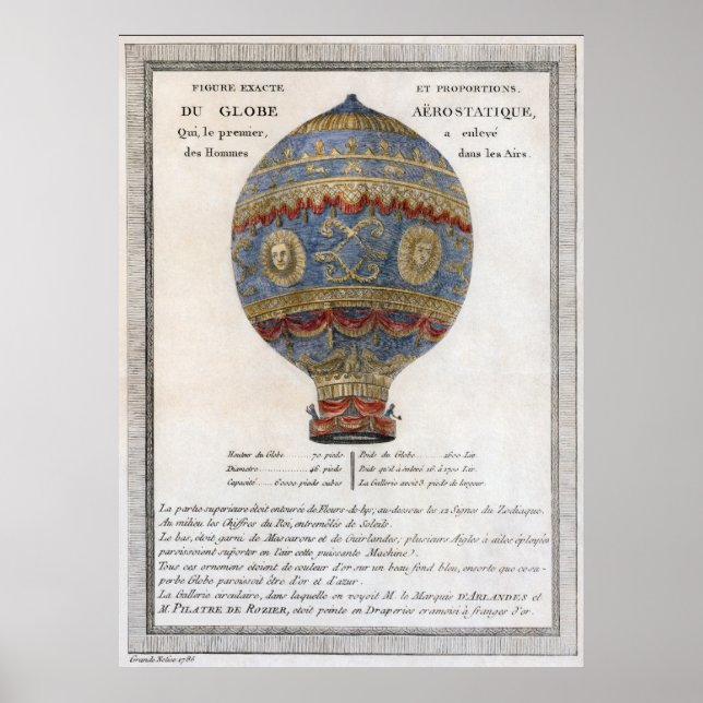 Historic Montgolfier Brothers' 1783 balloon flight Poster (Front)