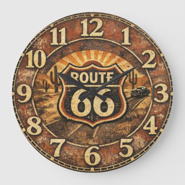 Historic Mother Road Desert Horizon Timepiece Large Clock (Front)