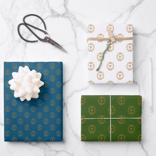 Historic Napoleon Inspired Regal Bee Gift Wrap (Front)