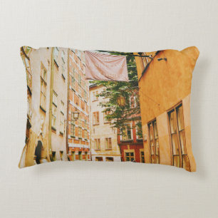 Historic old town, Gamla Stan, Stockholm, Sweden Accent Pillow